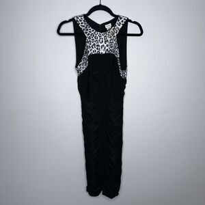 Cache Women’s Sequin Cheetah Print Rouched Dress Evening Cocktail Black Size 10